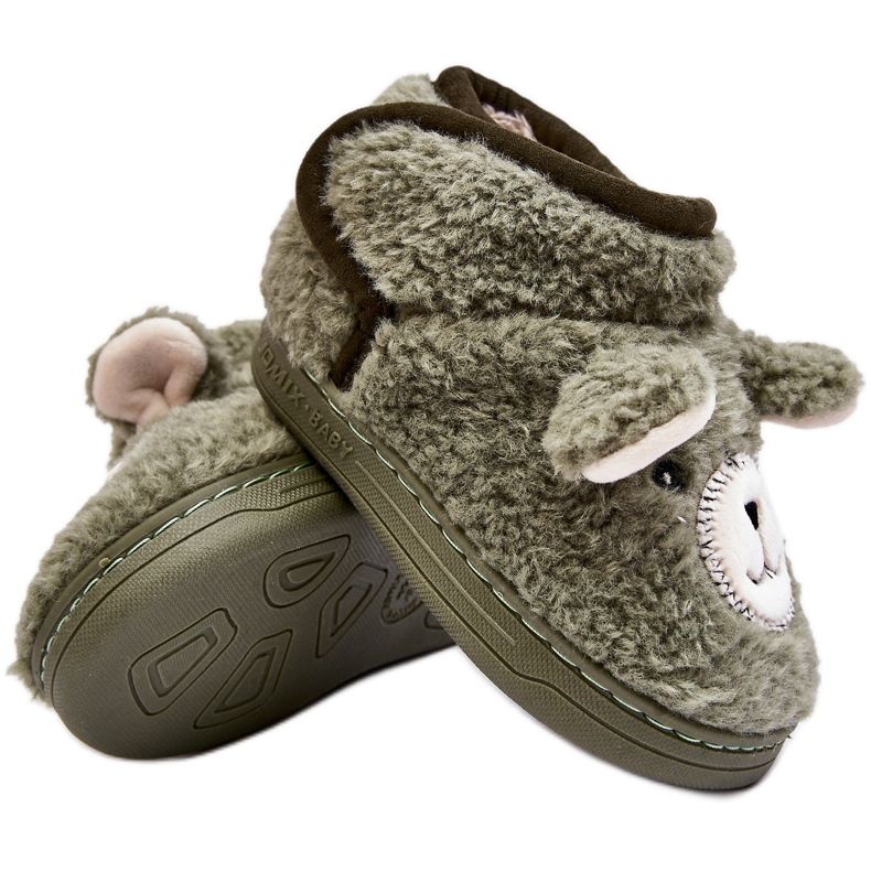 Chaussons isolés pour enfants avec ours en peluche, vert Eberra