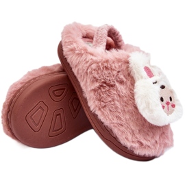 Chaussons lapin en fourrure pour enfants, rose Dicera