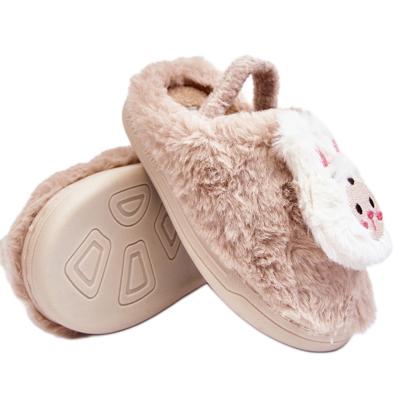 Chaussons Lapin Fourrure Enfant Beige Dicera