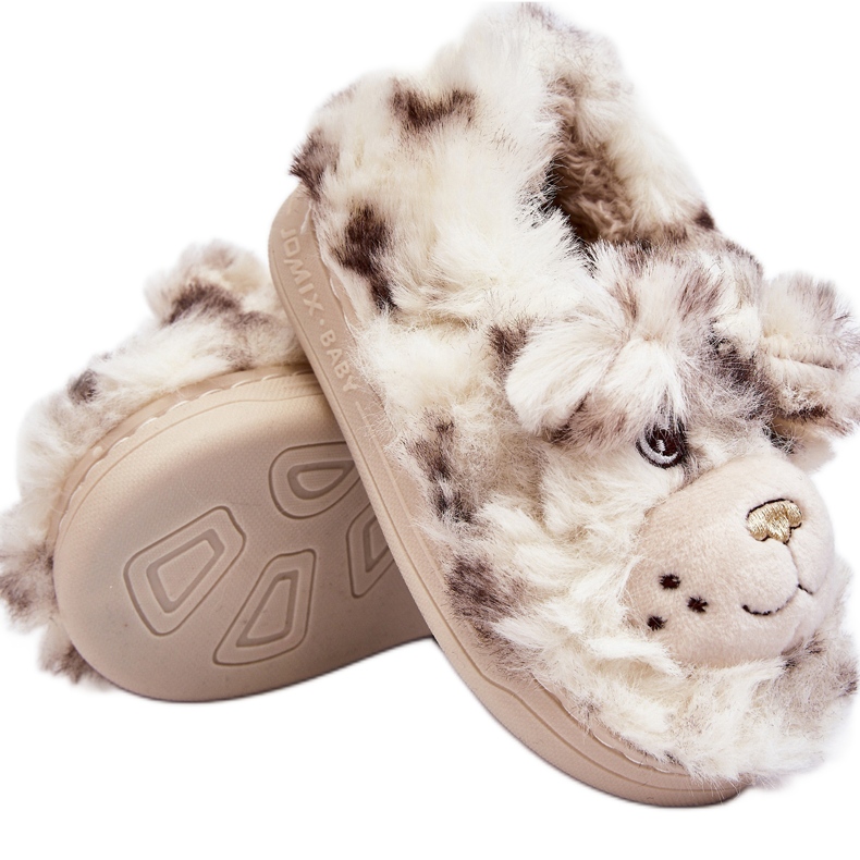 Chaussons enfant fourrure avec ours en peluche, beige clair Apolanie Chaussons enfant fourrure avec ours en peluche, beige clair Apolanie