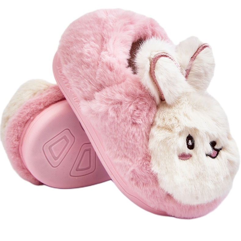 Chaussons enfant fourrure avec lapin, rose Apolanie Chaussons enfant fourrure avec lapin, rose Apolanie