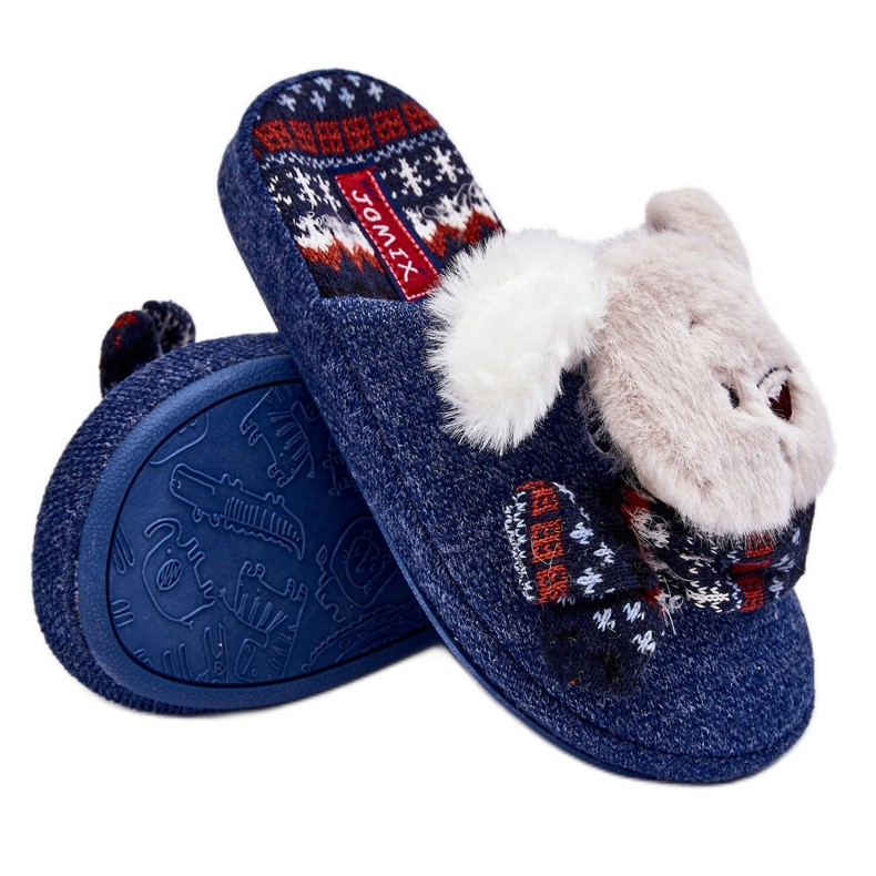 Chaussons enfant semelle épaisse avec ours en peluche bleu marine Dasca Chaussons enfant semelle épaisse avec ours en peluche bleu marine Dasca