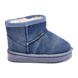 Bottines de neige enfant à paillettes, Bleu Sulinne