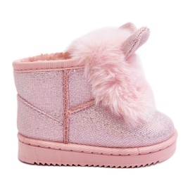 Bottes de neige enfant isolées avec fourrure, oreilles Betty rose clair