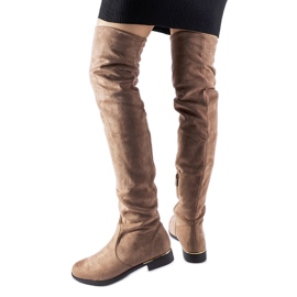 Bottines longues Elwira en éco-daim chaud marron brun