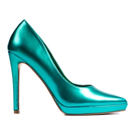 Escarpins à talons aiguilles Shelovet vert métallisé