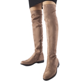Bottines longues Scandale en éco-daim chaud beige