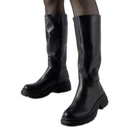 Bottes Prisco noires, isolées et lisses