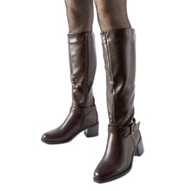 Boots marron foncé avec boucle Ernest décorative brun