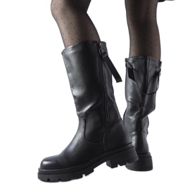 Bottines noires avec fermeture éclair Nansen décorative