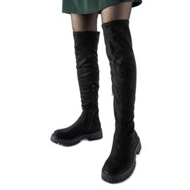 Bottes longues noires à semelle massive par Kossuth le noir