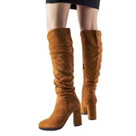 Bottines à talons hauts froissées marron Olesen brun