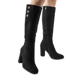 Boots noires ornées de zircons Lightning le noir