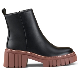 Bottines noires en éco-cuir à semelle plus haute le noir