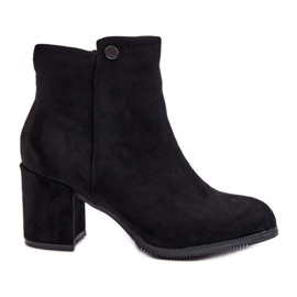 Bottines Femme En Daim Sur Talon Haut Noir Selela