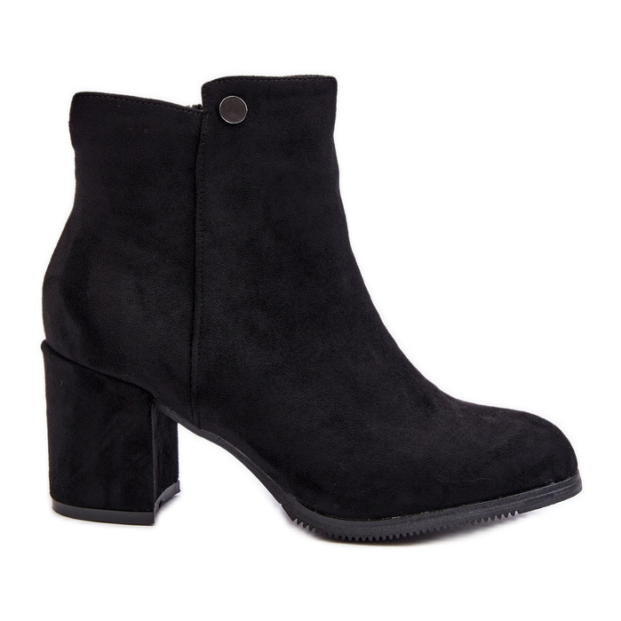 Bottines Femme En Daim Sur Talon Haut Noir Selela le noir