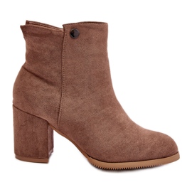 Bottines en daim pour femmes à talon haut marron Selela brun