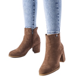 Bottines marron à talon bas, éco-daim Risano brun