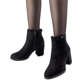 Bottines noires à petit talon, éco-daim Risano