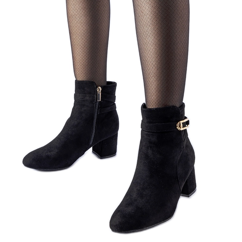 Bottines noires à petit talon avec boucle Sesto le noir