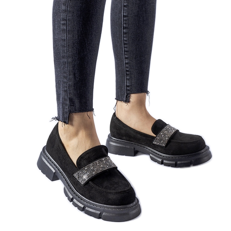 Mocassins en éco-daim Nicholls noirs le noir