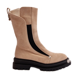 Bottines Plates Isolées En Daim Beige Palimra