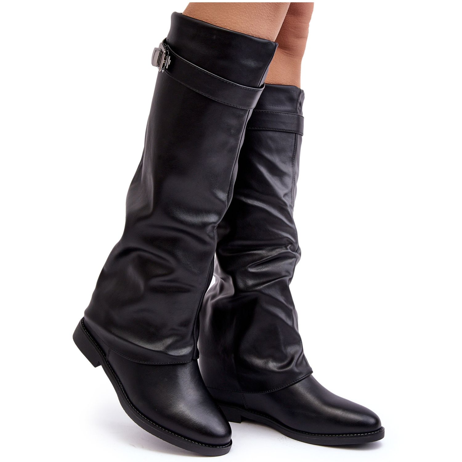 Bottines plates tige fronc e pour femme noir Tercella le noir