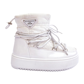 MSMG Bottes de neige isolées à lacets pour enfants Blanc Colina blanche