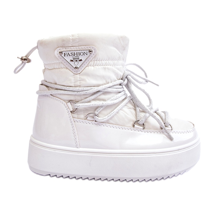 MSMG Bottes de neige isolées à lacets pour enfants Blanc Colina blanche