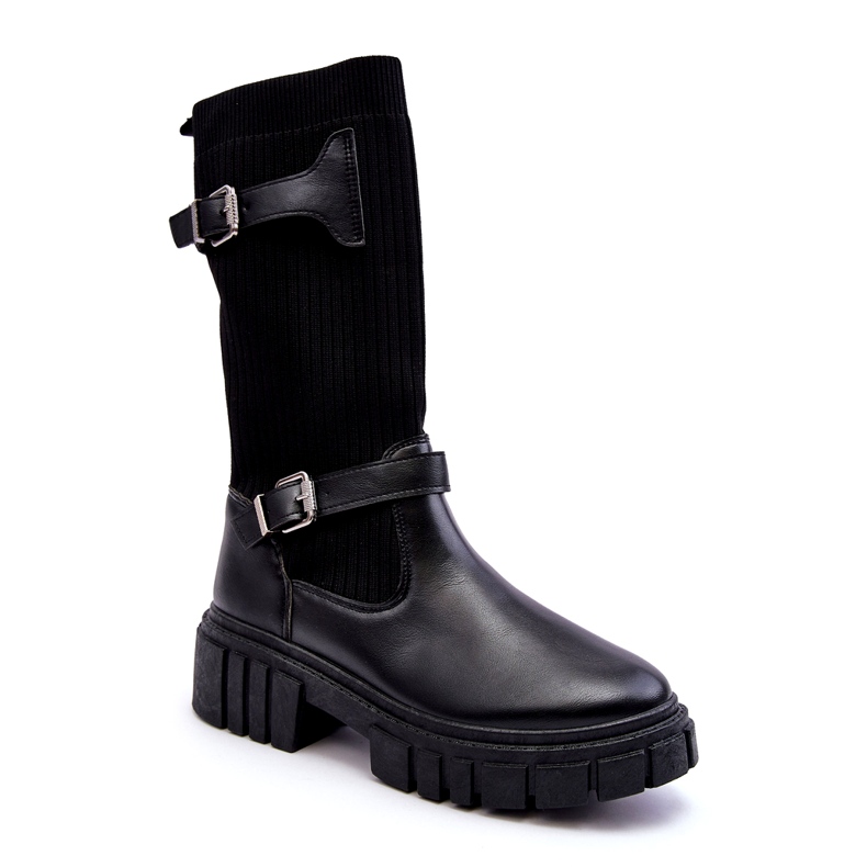 Bottes noires pour femmes avec une chaussette noire le noir Bottes noires pour femmes avec une chaussette noire le noir