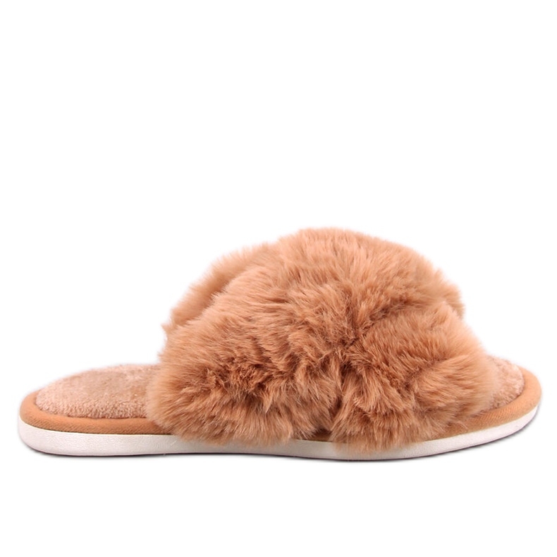 Chaussons en fourrure à brides croisées Parris Camel brun Chaussons en fourrure à brides croisées Parris Camel brun