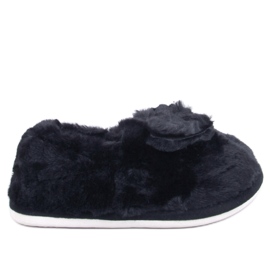 Chaussons en fourrure avec nœud Emres Noir le noir