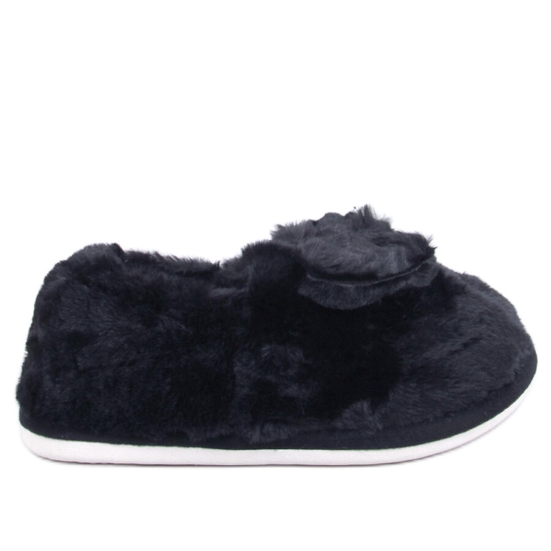 Chaussons en fourrure avec nœud Emres Noir le noir