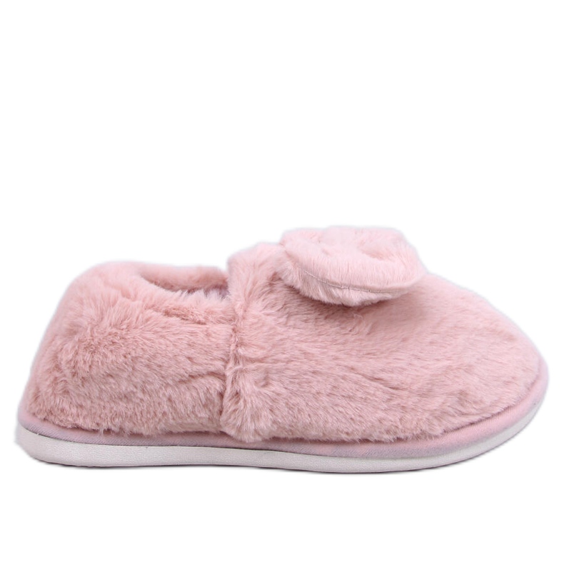 Emres Chaussons en fourrure rose avec nœud