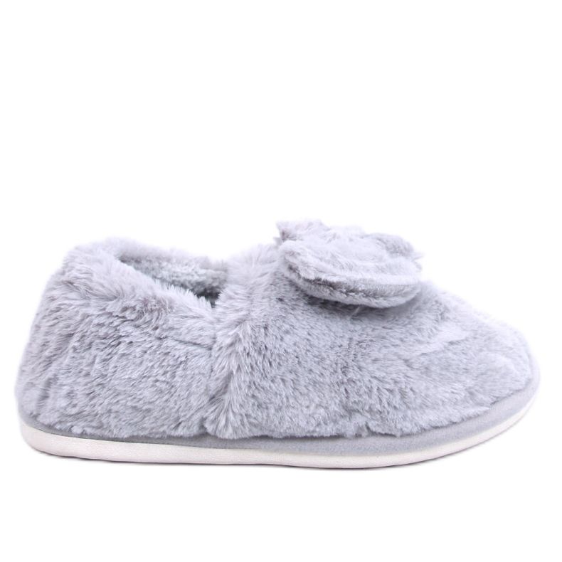 Emres Chaussons en fourrure grise avec nœud
