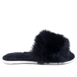 Kemars pantoufles à bout ouvert en fourrure noire