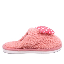 Chaussons enfant saumon avec noeud rose