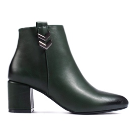 Bottines à talons hauts Daszyński classiques et élégantes vert foncé