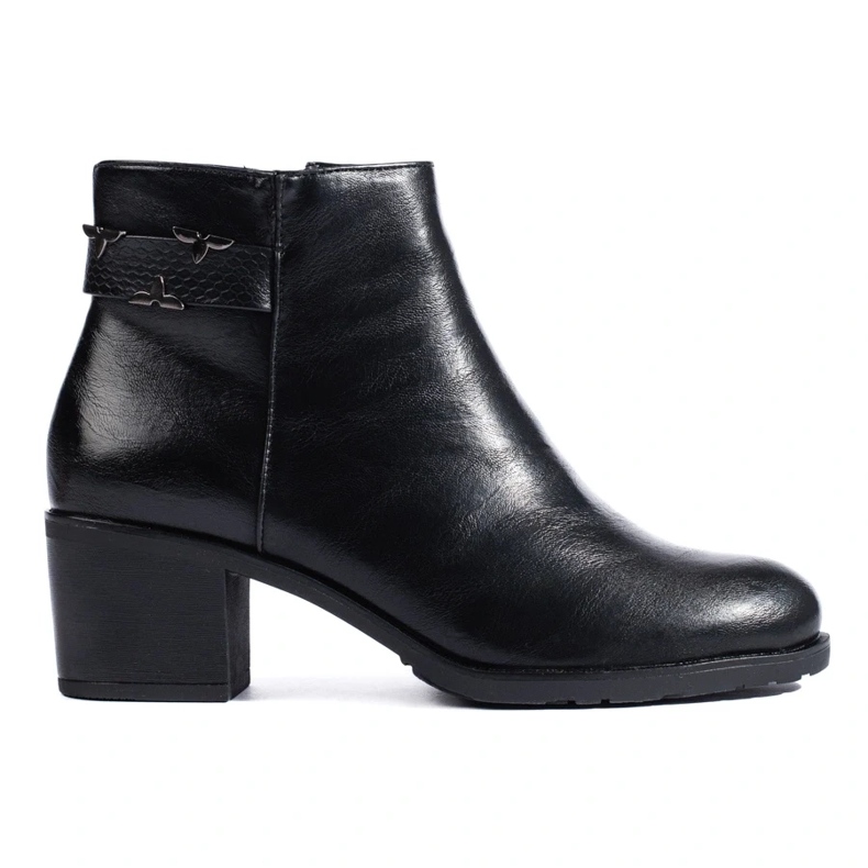Bottes à talons hauts noires classiques de Daszyński le noir