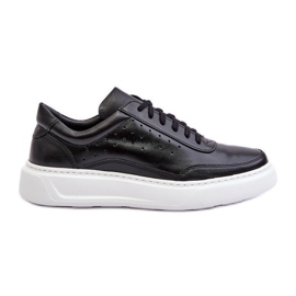 Chaussures de sport en cuir pour hommes Zazoo 1544 noires