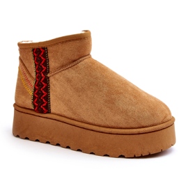 Bottes de neige isolées Camel Lomessa pour femmes sur plateforme brun