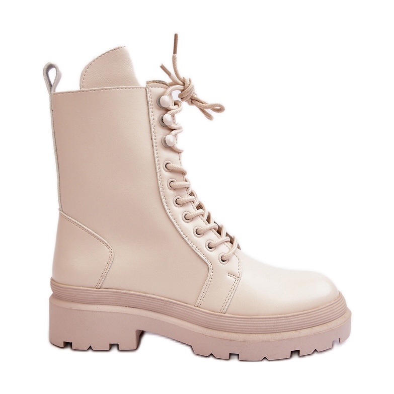 Bottes Worker Femme, Eco-cuir, Beige Clair Irande