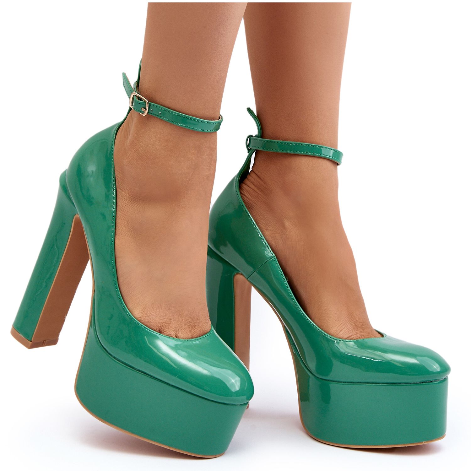 Escarpins laques plateforme et stiletto vert