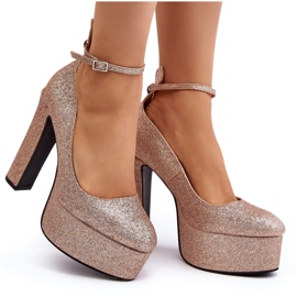 Escarpins à talons hauts à paillettes Mommoi dorés