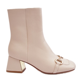 Bottines à talons avec décoration, beige clair Adinah