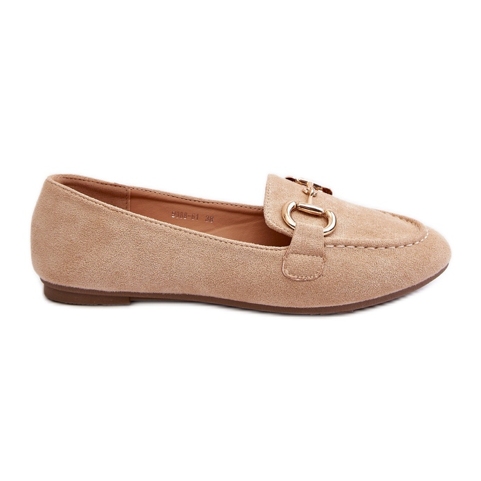 Mocassins Pour Femmes Avec Décoration En Eco-Suède Beige Winalita
