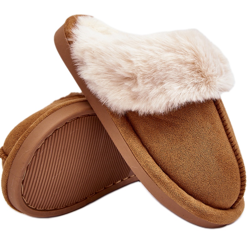 Chaussons enfant avec fourrure Camel Befana brun