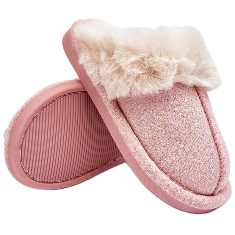 Chaussons enfants Befana roses avec fourrure