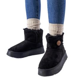 Bottes de neige isolées noires avec bouton Ronco