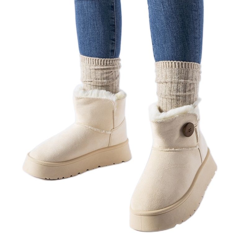 Bottes de neige isolées beiges avec bouton Ronco